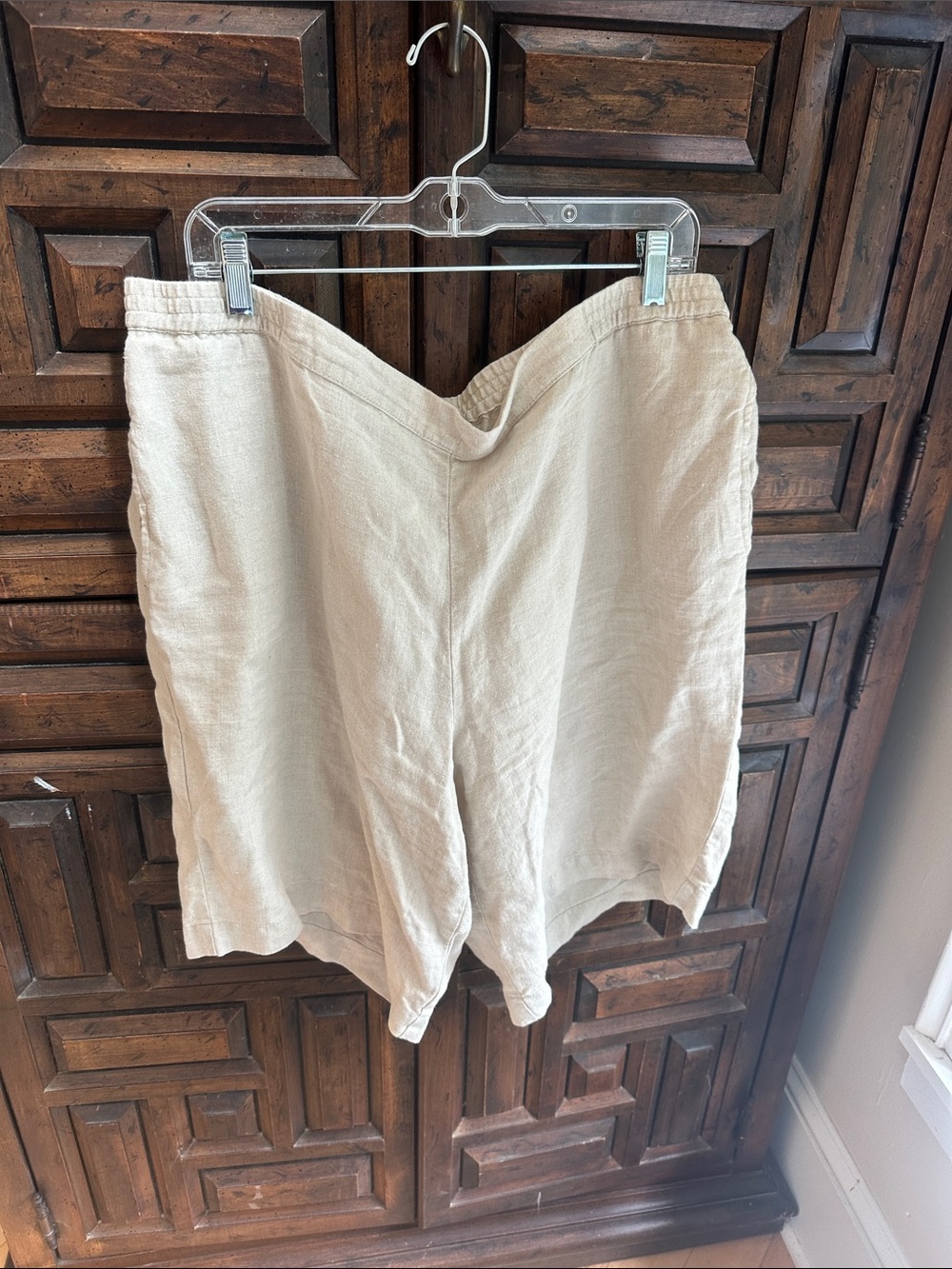 J. Jill Neutral Cream High-Waist Linen-Blend Shorts